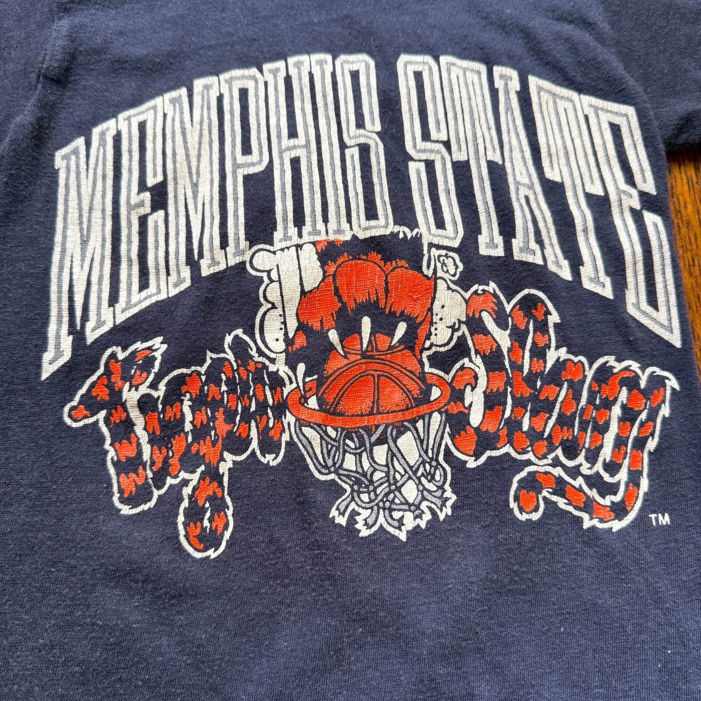 1980s Memphis State University Tigers Basketball T-Shirt, Tiger Slam, Signal Size 6