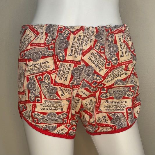 1970s Men’s Budweiser Beer Swim Trunks, Size X-Small, Cotton Swimsuit Shorts