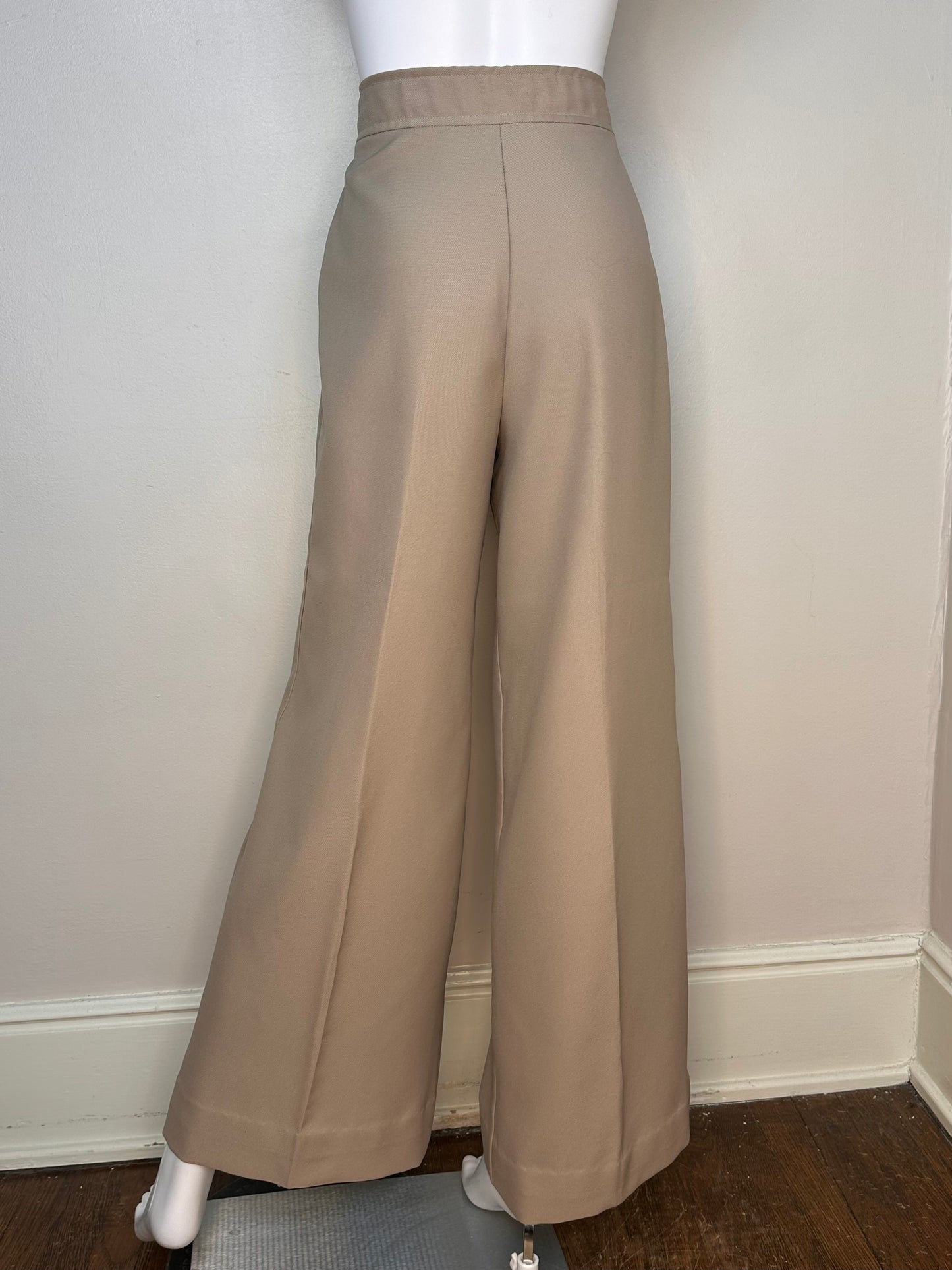 1970s Tan High Waisted Wide Leg Pants, Tomboy of California Size S/M