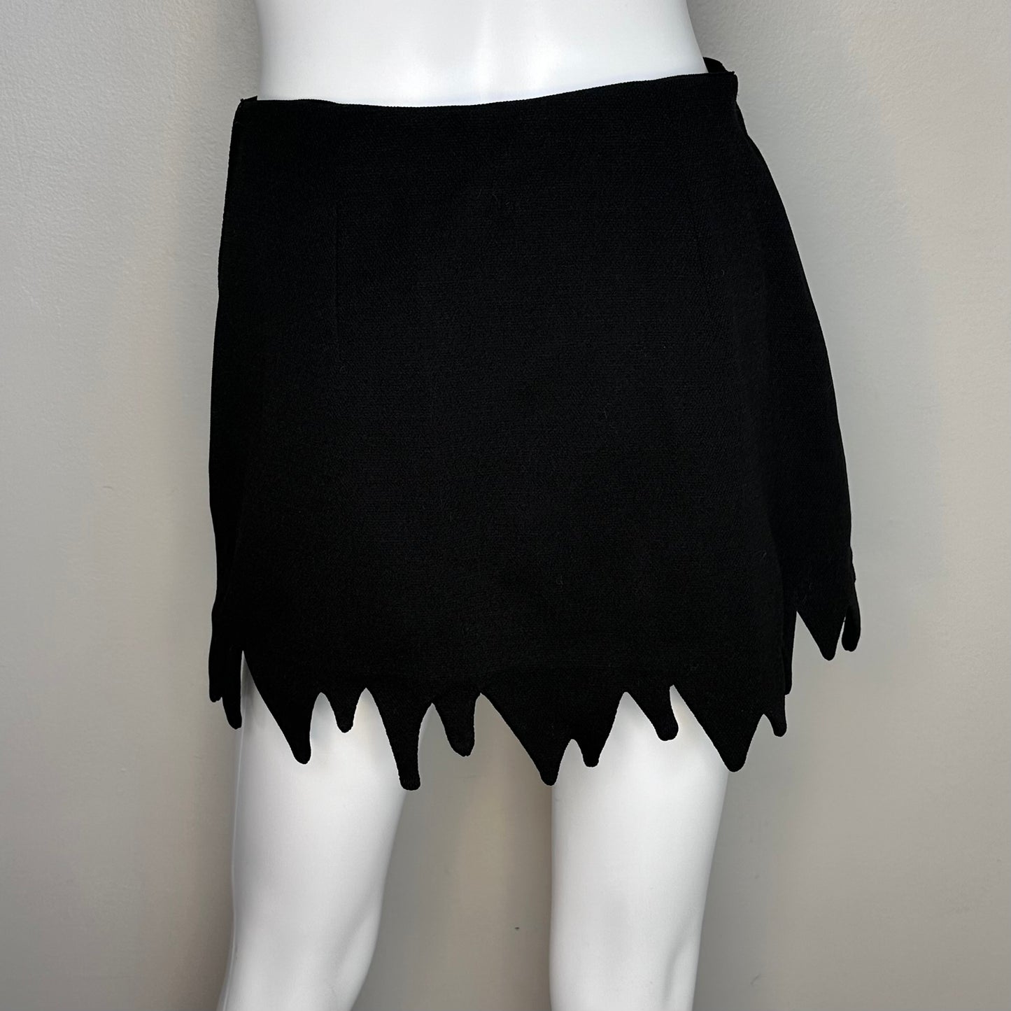 1970s Black Zig Zag Hem Mini Skirt, Size Small