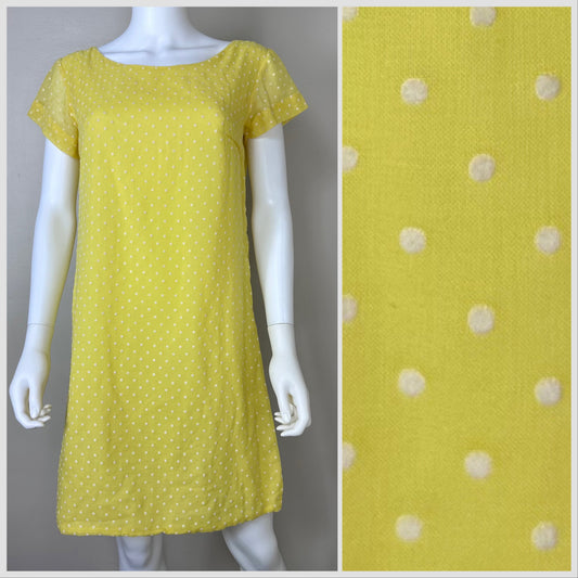 1960s Yellow Swiss Dot dress, Size Medium