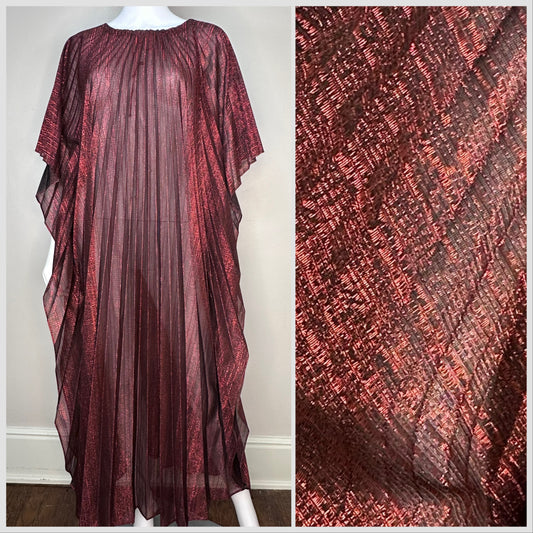 1960s/70s Red Lurex Pleated Caftan, Open Sizing