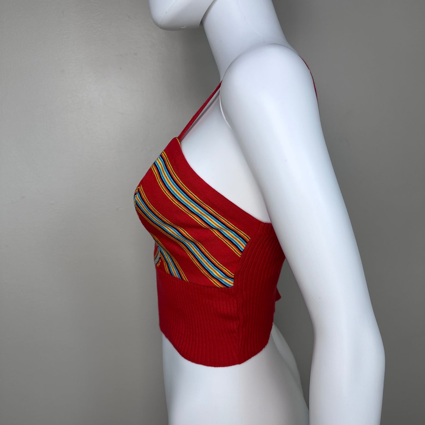 1970s Chevron Stripe Cropped Tank Top, The Red Eye Size XS