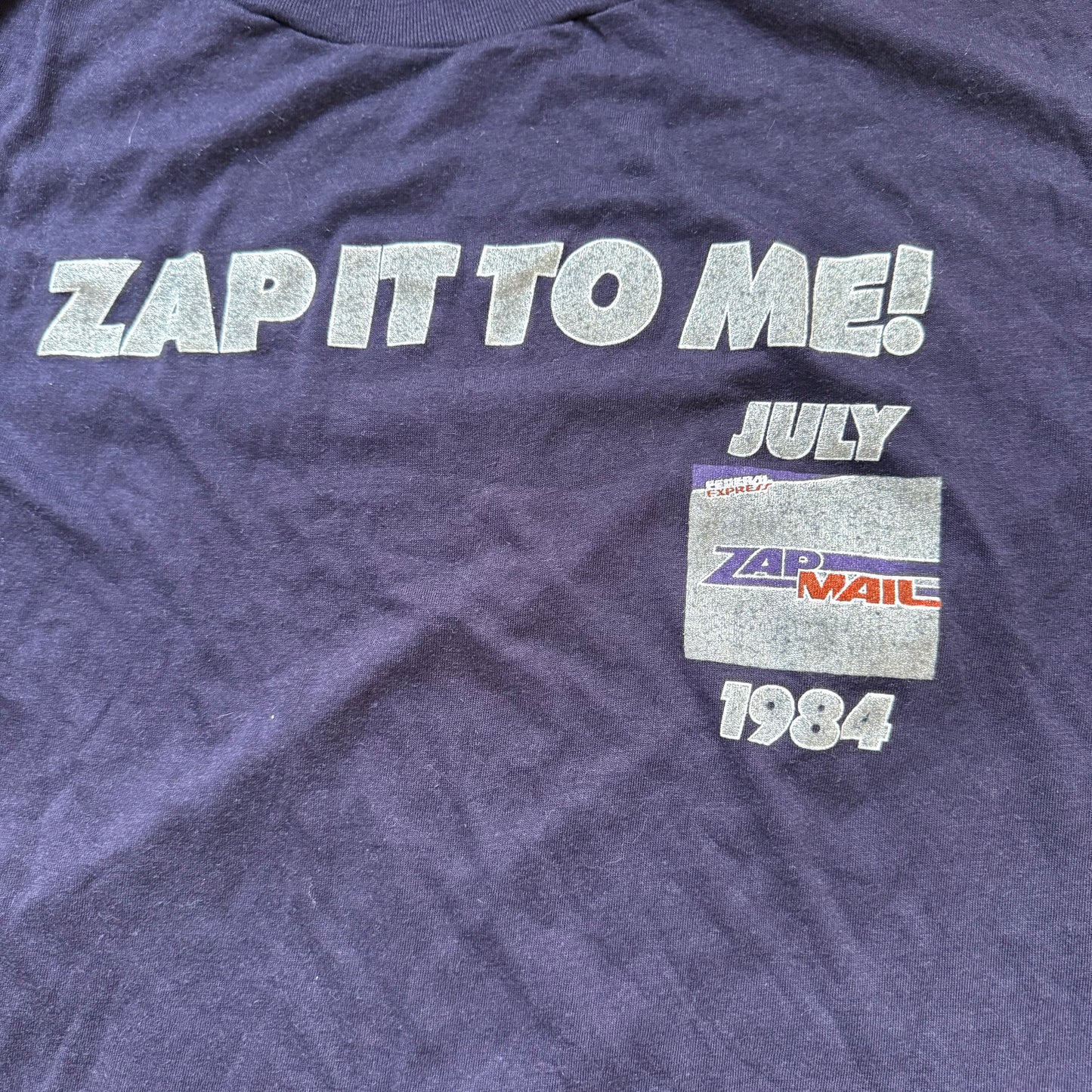 1980s Fed Ex T-Shirt, Zap It To Me! Federal Express Zap Mail July 1984, Ched Size M/L