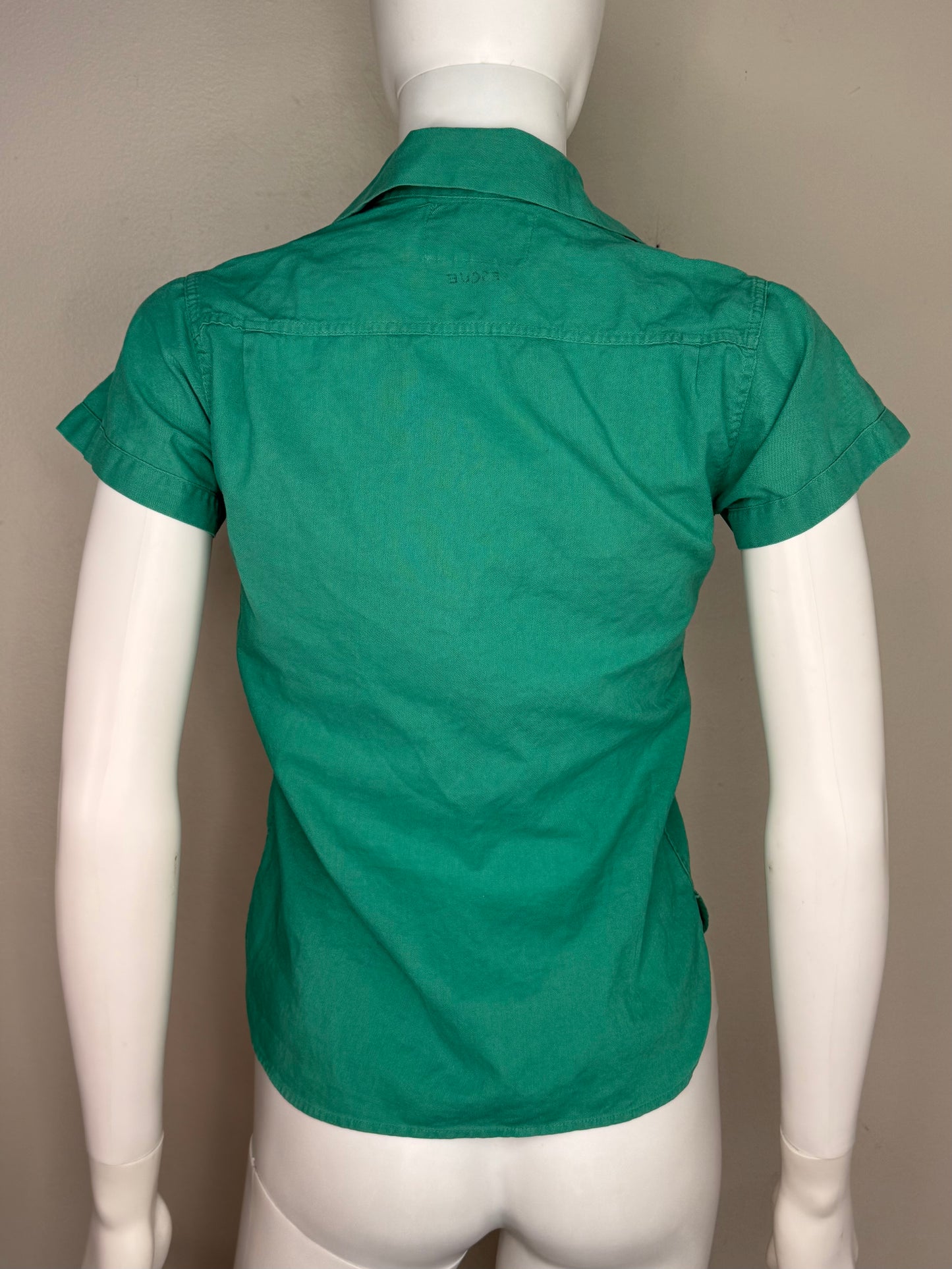 1940s Green School Gym Uniform, Pullover Top and Side Button Shorts, E R Moore Company Athletic Apparel Size X-Small, Gymcloth Gym Suit Set