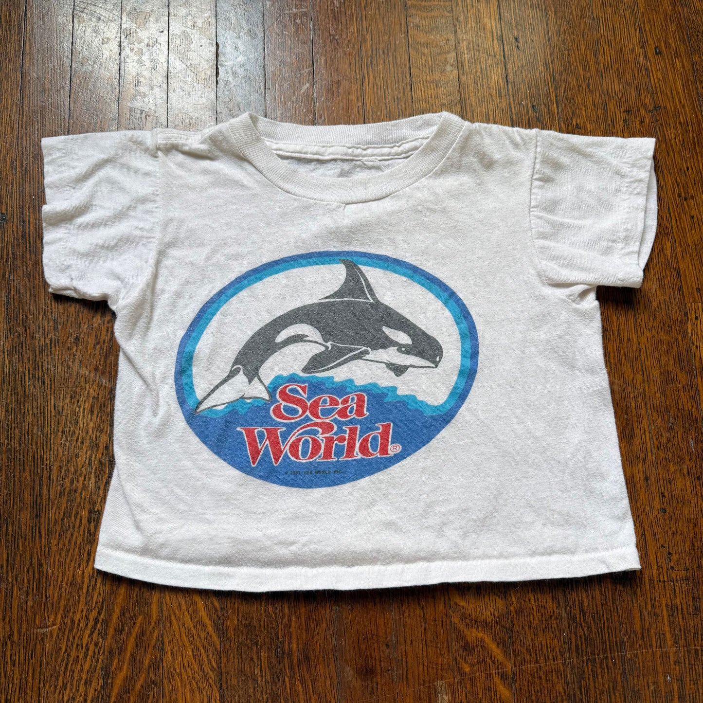 1980s Sea World Cropped T-Shirt, Shamu Orca Whale, Size 8/10