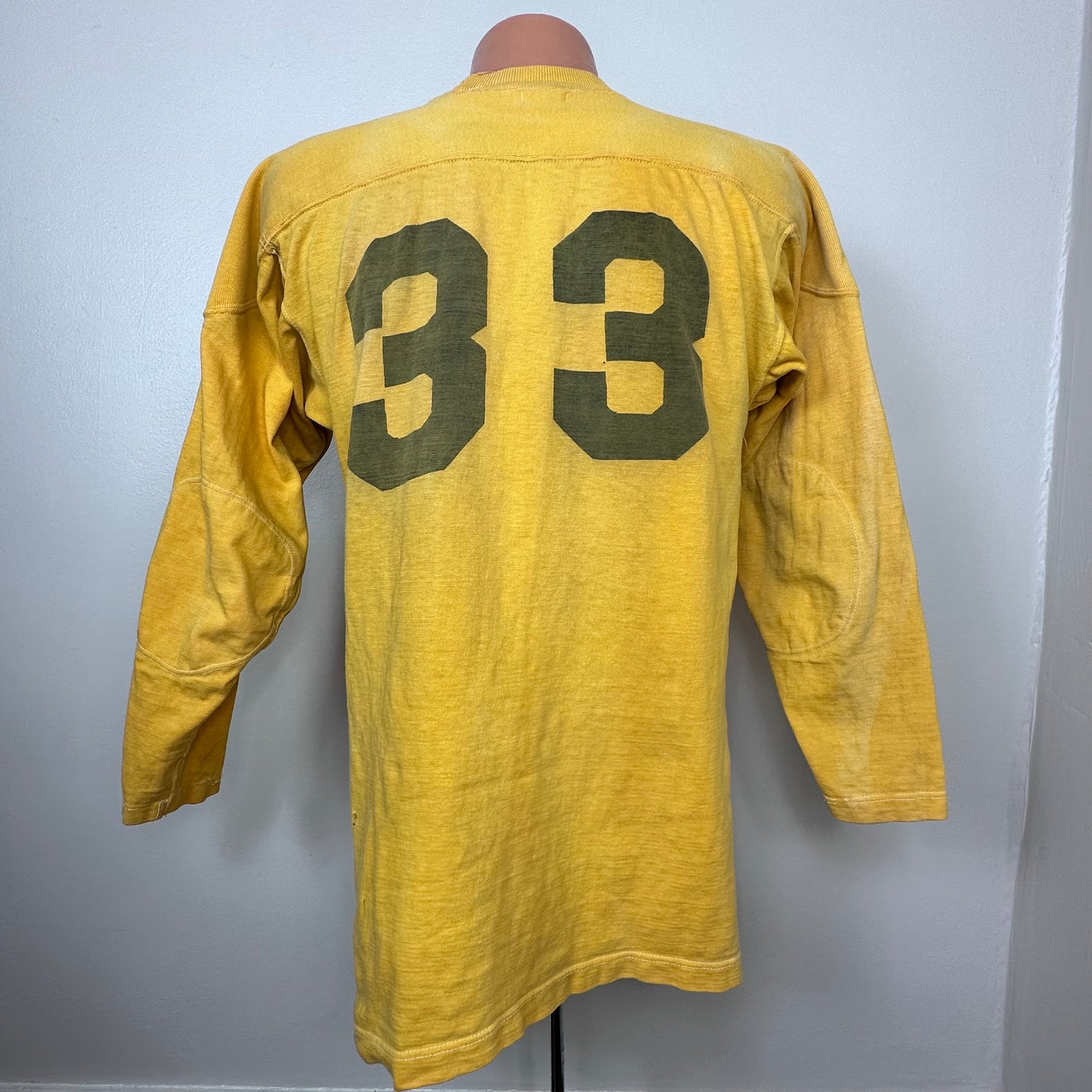 1940s/50s Cotton Football Jersey, Mustard Yellow Number 33, York Arms Co Sporting Goods