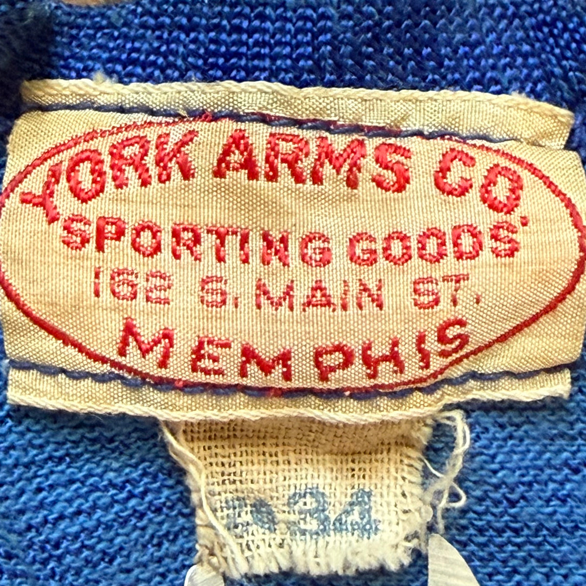 1940s Blue Durene Basketball Jersey, York Arms Co Sporting Goods Size XS, Felt No 7