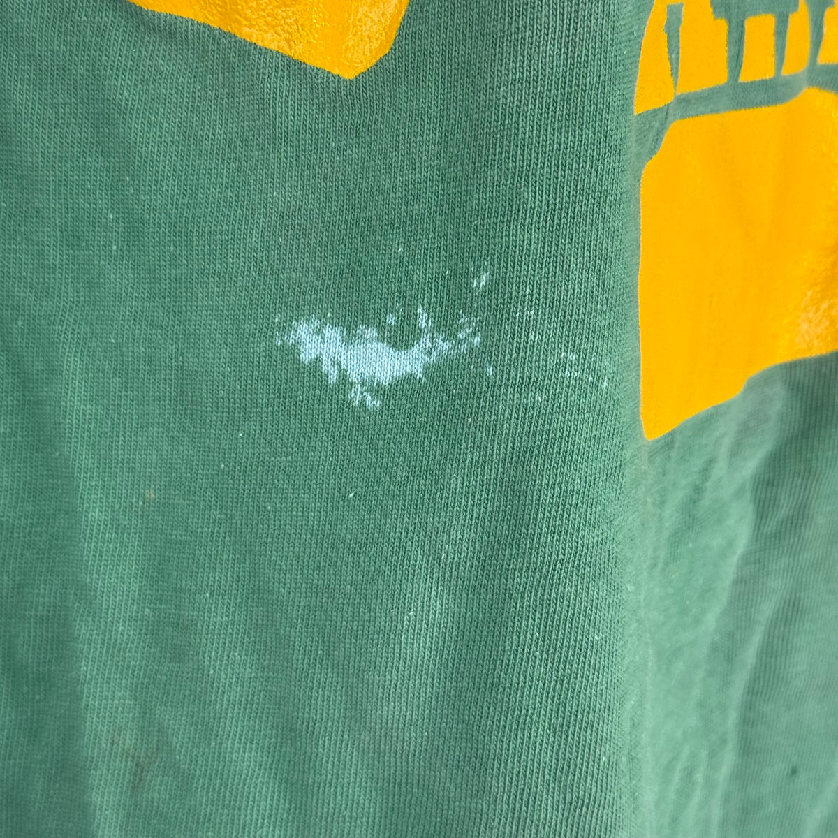 1940s Green Cotton Jersey T-Shirt, Central High Memphis AA, Champion Knitwear Company Running Man Size Medium