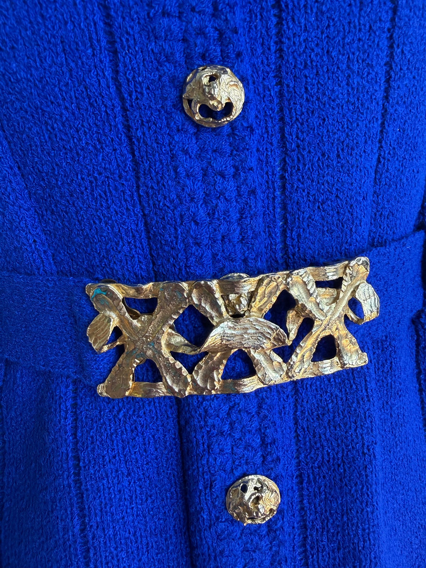 1960s/70s St John Knits Royal Blue Sweater Dress, Size Small