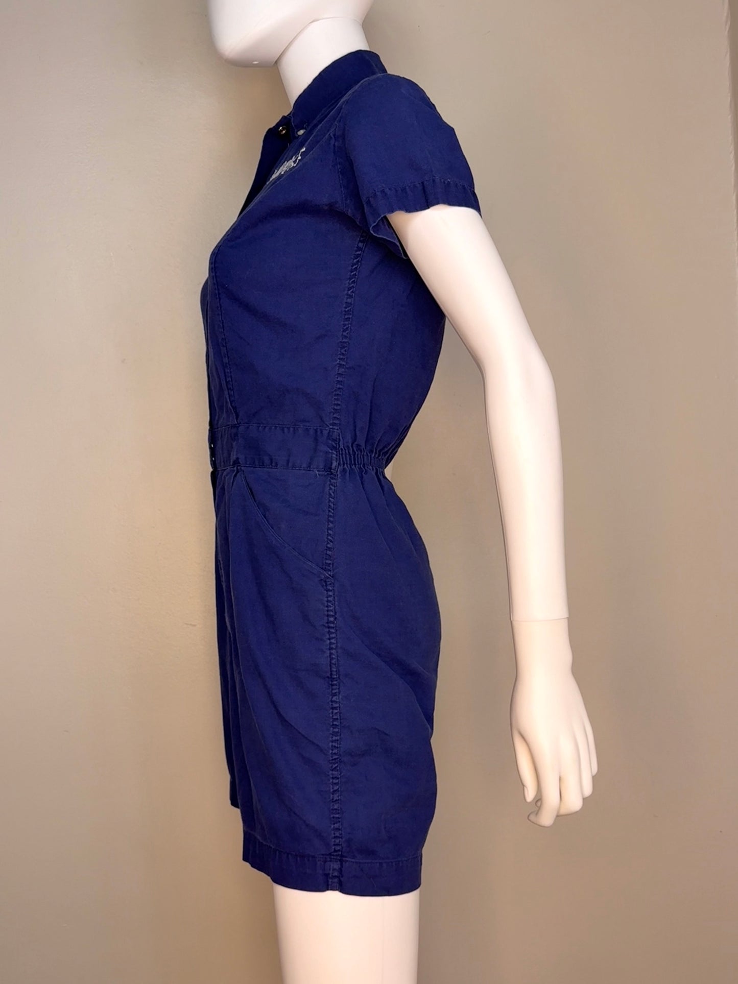 1960s Blue School Gym Uniform Romper, Moore Size Small