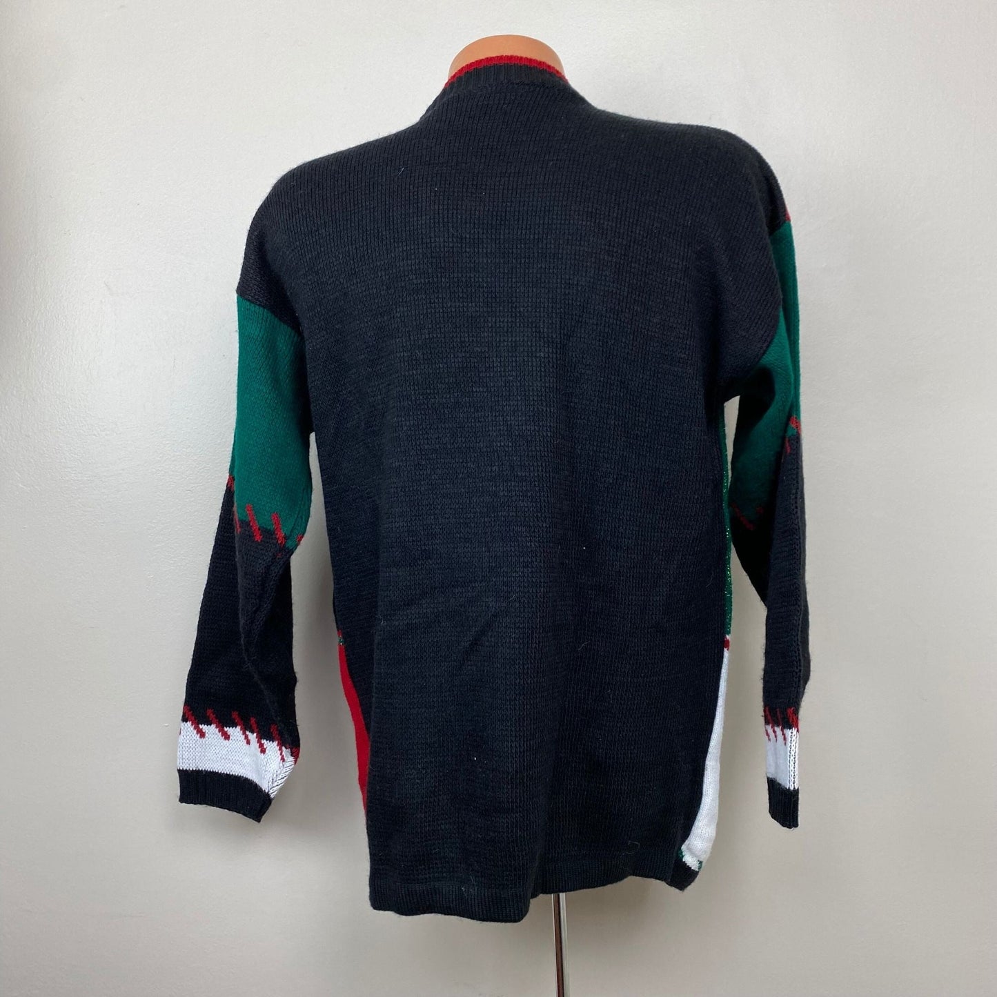 1980s/90s Christmas Sweater, Size M/L, Intarsia Knit Sparkle Ugly Sweater