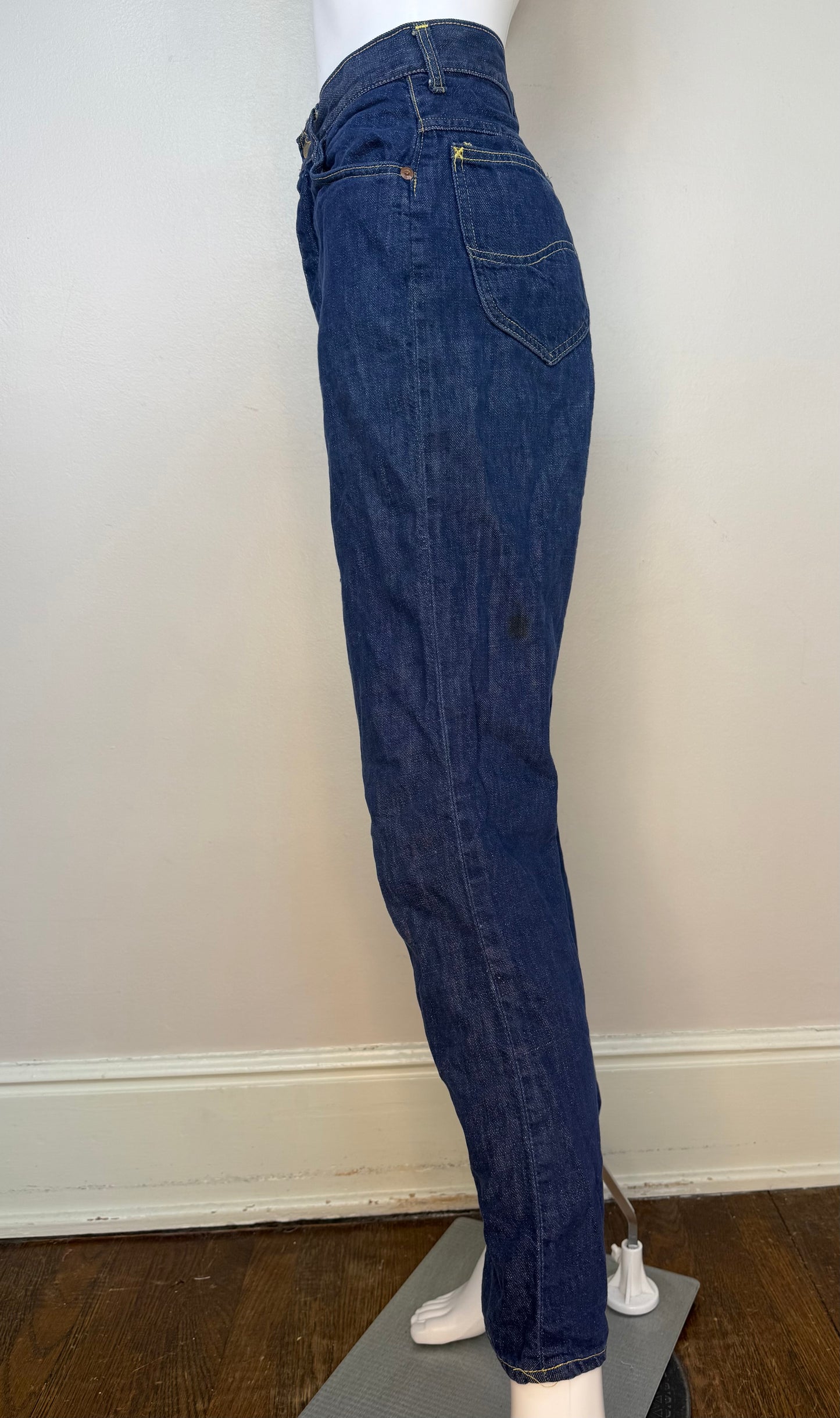 1960s Blue Jeans, Lady Lee Riders, 25.5"x29.5", Authentically Western Sanforized Cotton Blu-Fast Denim