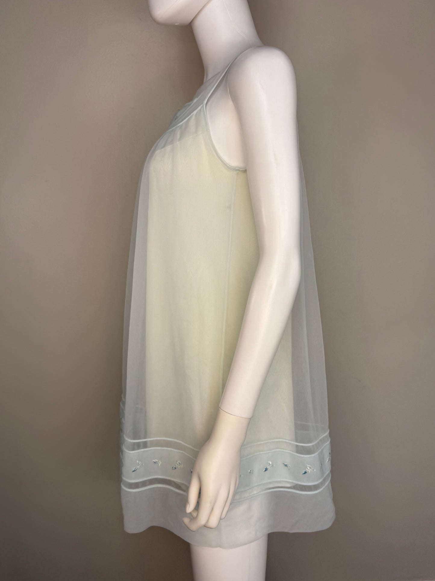 1960s Pale Blue Peignoir Set, Nightgown and Short Sleeve Robe, Shadowline Petite Size XS