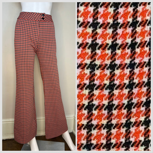 1970s Plaid Flare Leg Double Knit Slacks, Corinth Street Size XS, Bell Bottom Pants, 24"x31"