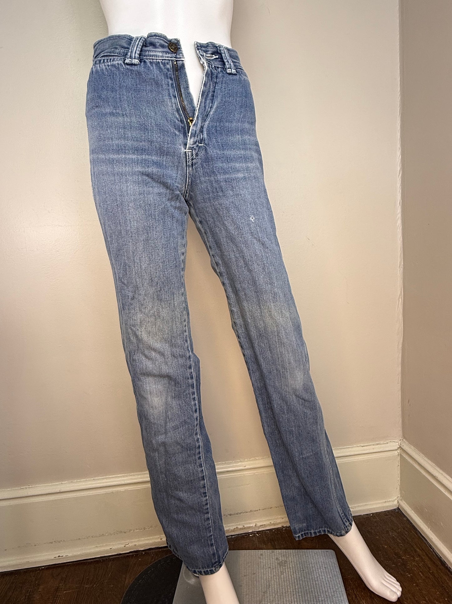 1970s Blue Jeans, High Rise, Straight Leg, Best Made Togs Size 0, 25"x33"
