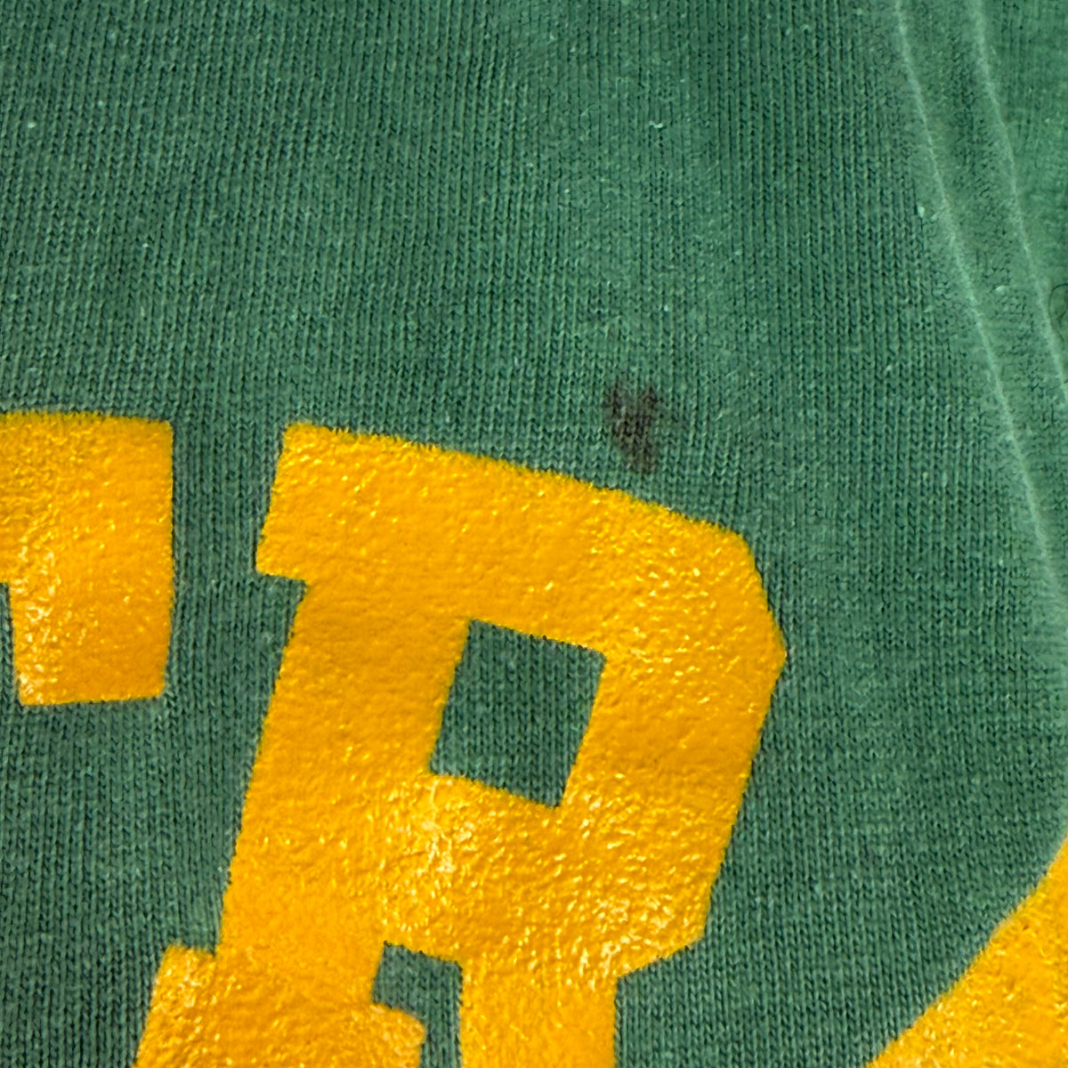 1940s Green Cotton Jersey T-Shirt, Central High Memphis AA, Champion Knitwear Company Running Man Size Medium, Distressed