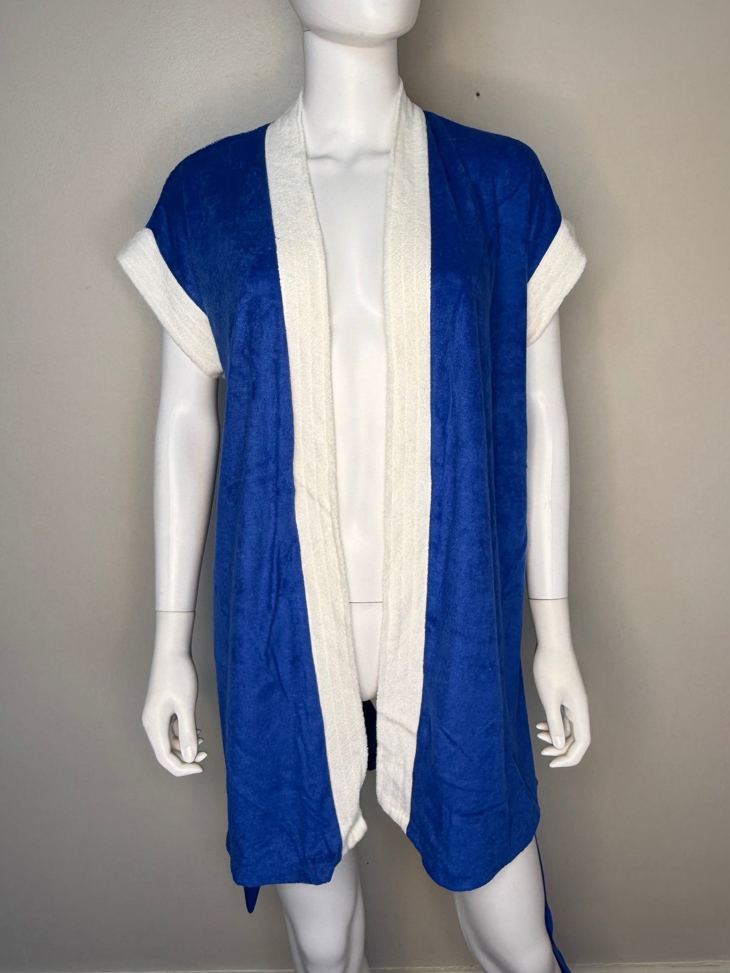 1970s Blue Terrycloth Robe with Belt, Size Medium, Deadstock New with Tag