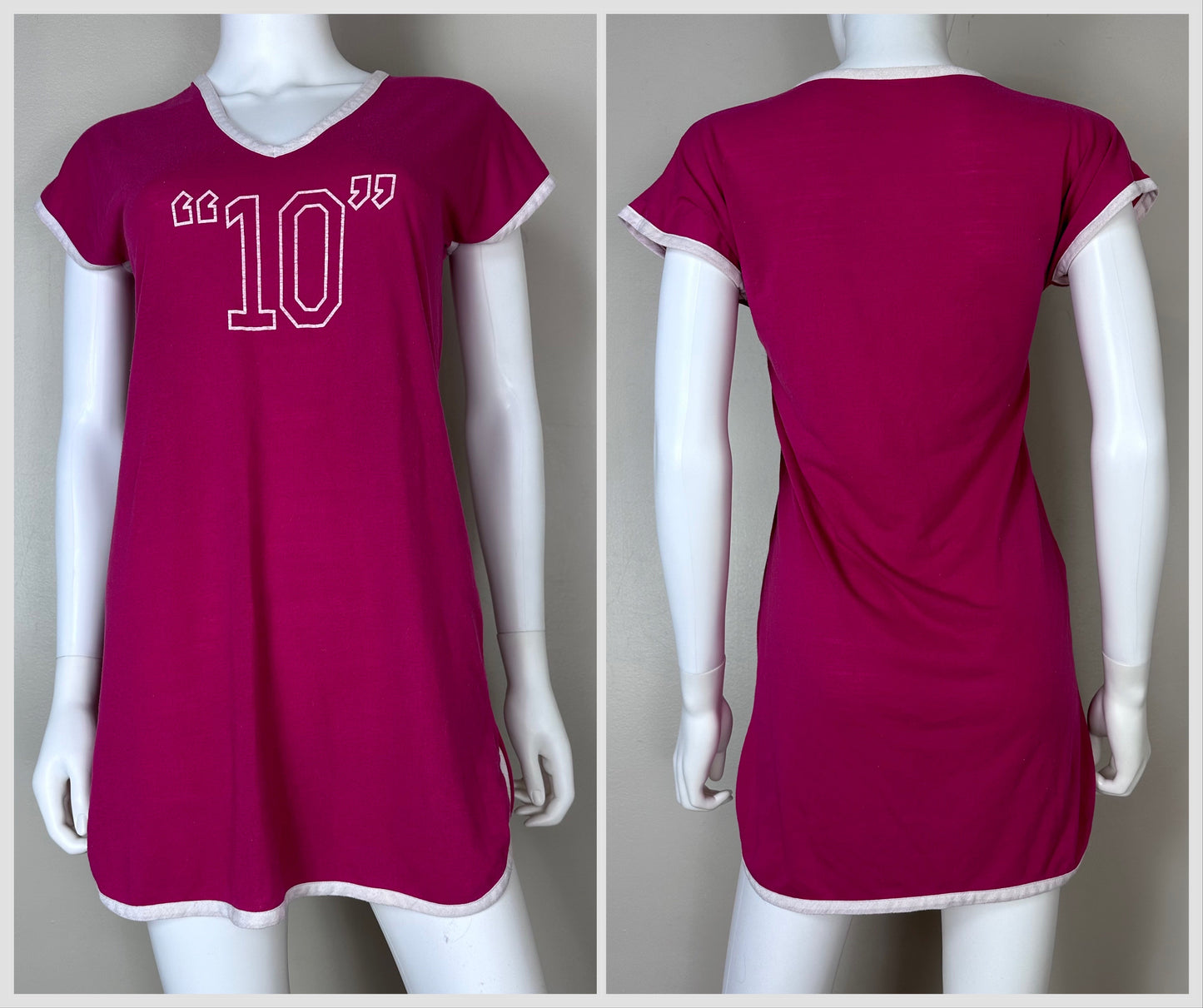 1970s Pink T-Shirt Nightgown, “10”, Berkleigh Juniors Size XS