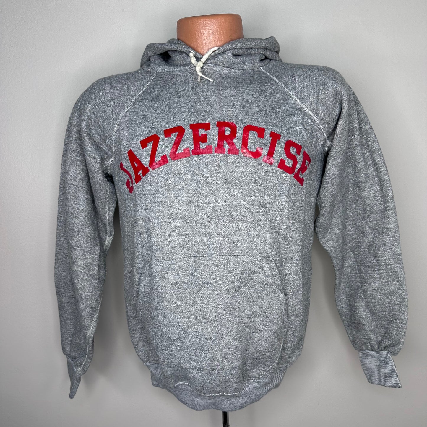 1980s Grey Hooded Sweatshirt, Jazzercise, Discus Athletic Size Small/Medium