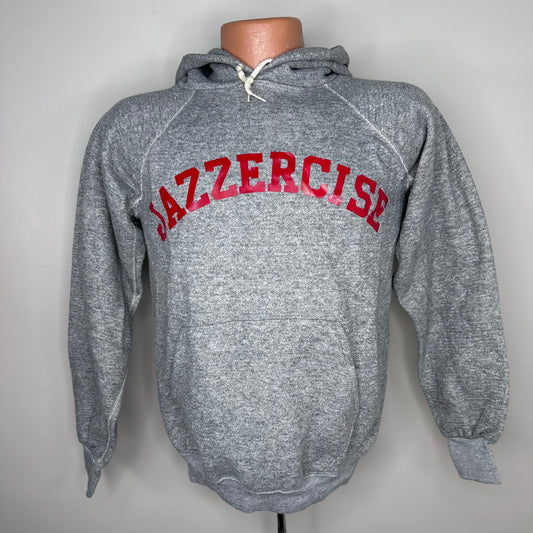 1980s Grey Hooded Sweatshirt, Jazzercise, Discus Athletic Size Small/Medium