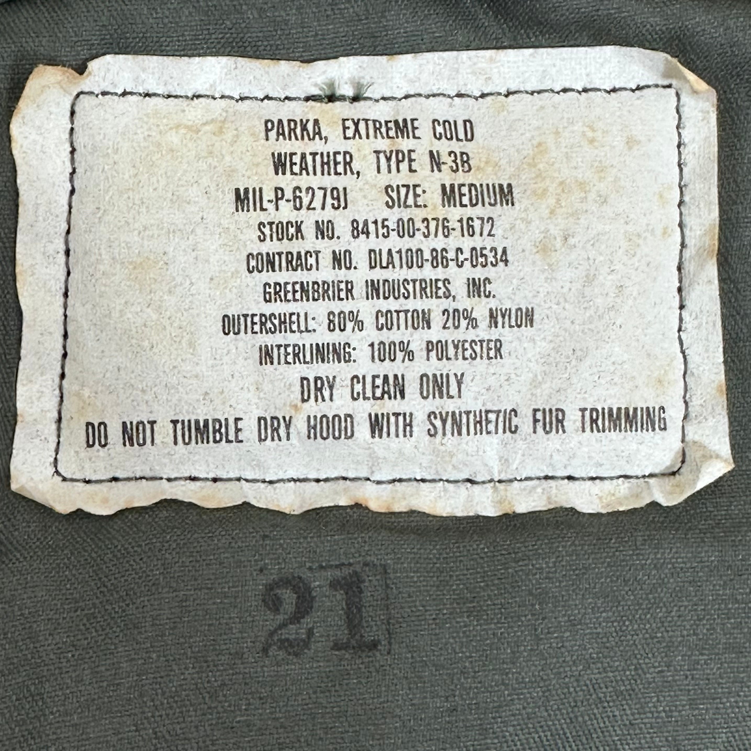 1980s N-3B US Military Issue Parka, Greenbriar Industries