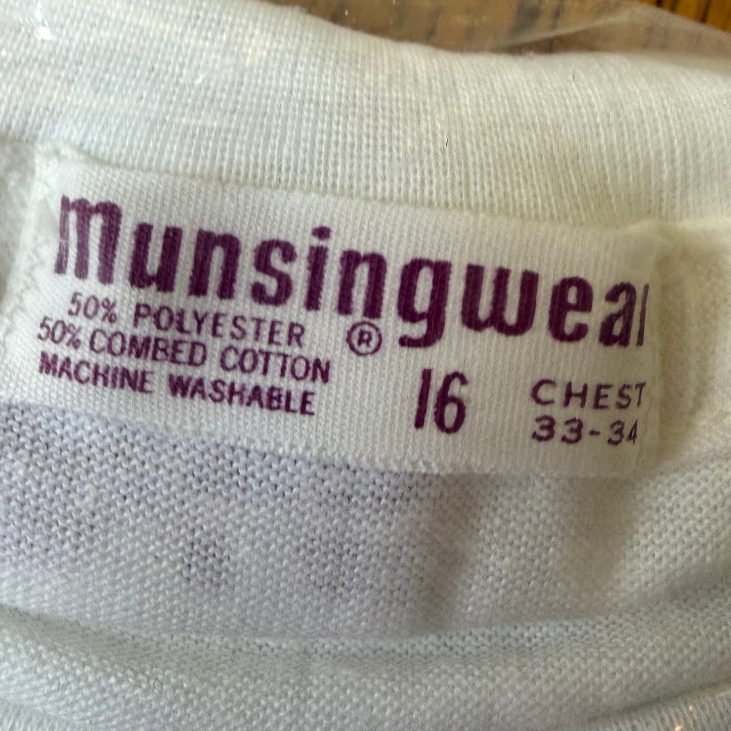 1960s/70s Munsingwear Undershirts, White, Grand Slam Crew Neck T-Shirt, Boys Style 3000, Size 16 Youth Large, New Old Stock in Package, Pack of 3