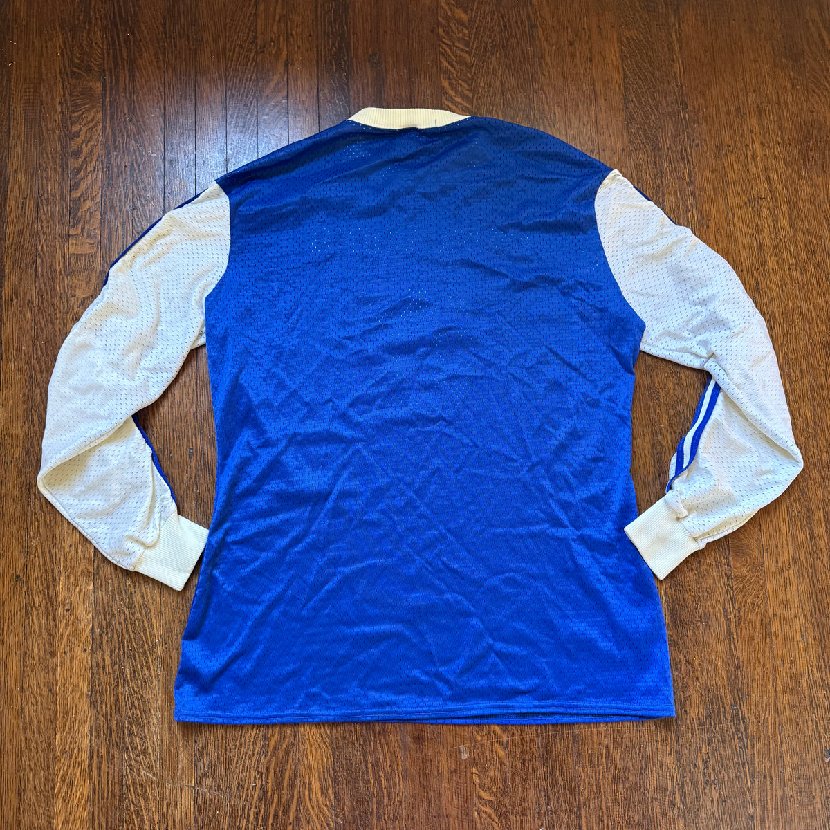 1970s Blue and White Mesh Motocross Husqvarna Jersey, Viking Size Large