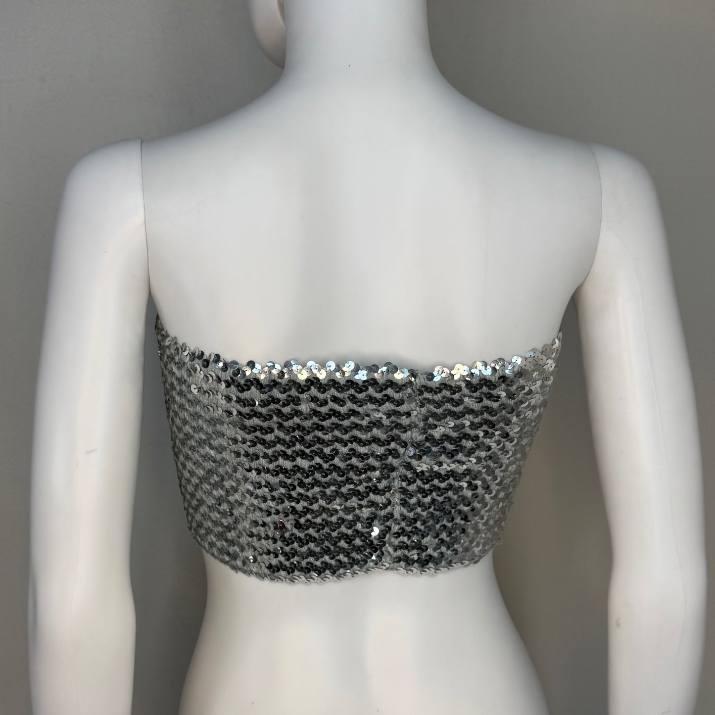 1980s Disco Silver Sequin Tube Top, Honey Collection Size XS/Small