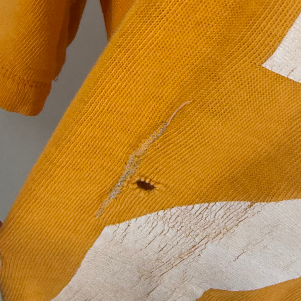 1960s Orange Cotton Jersey, Russell Athletic Size Large, No 22, Distressed