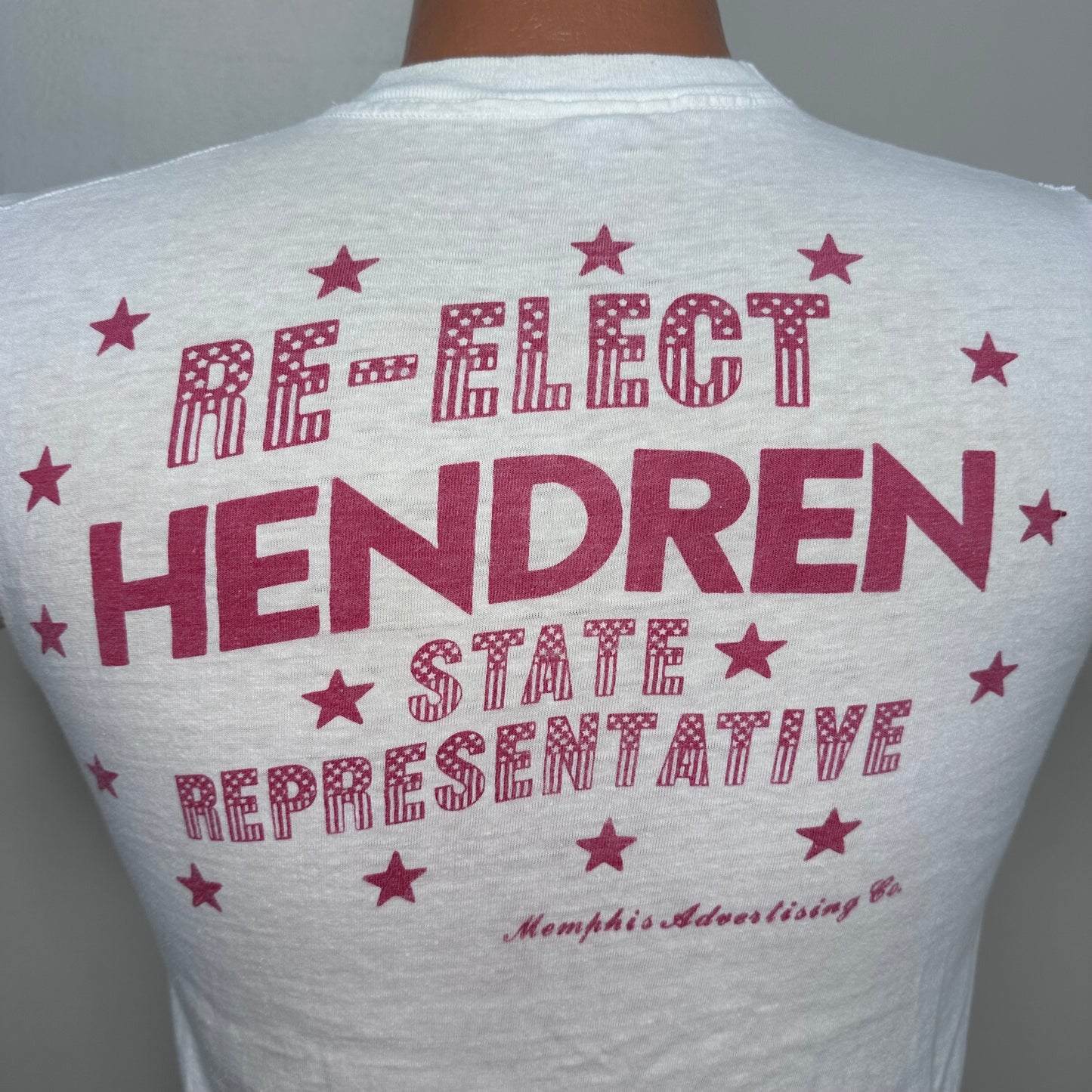 1970s Chick Hendren Campaign T-Shirt, Stick with Chick, Tennessee State Representative, Size XS/S