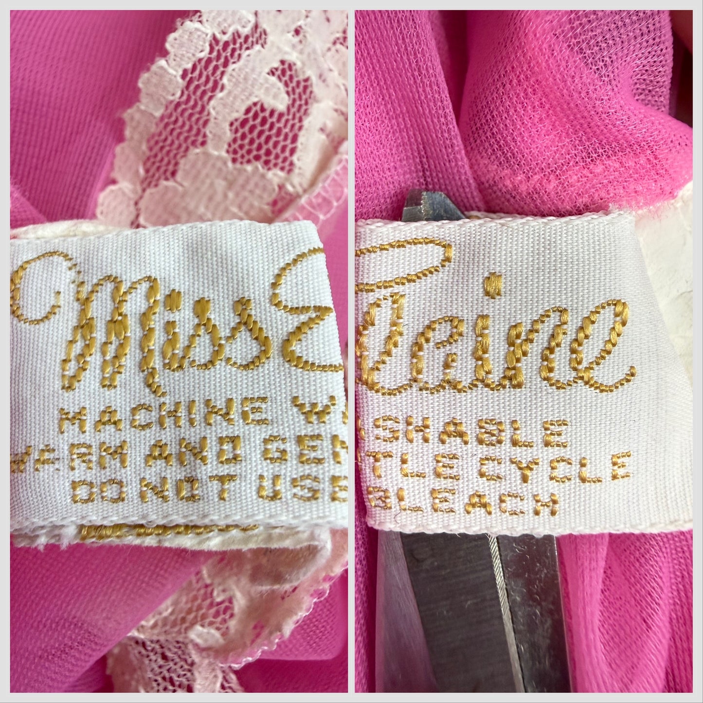 1960s Sheer Pink Nightgown, Miss Elaine, One Size, Huge Sweep Caftan