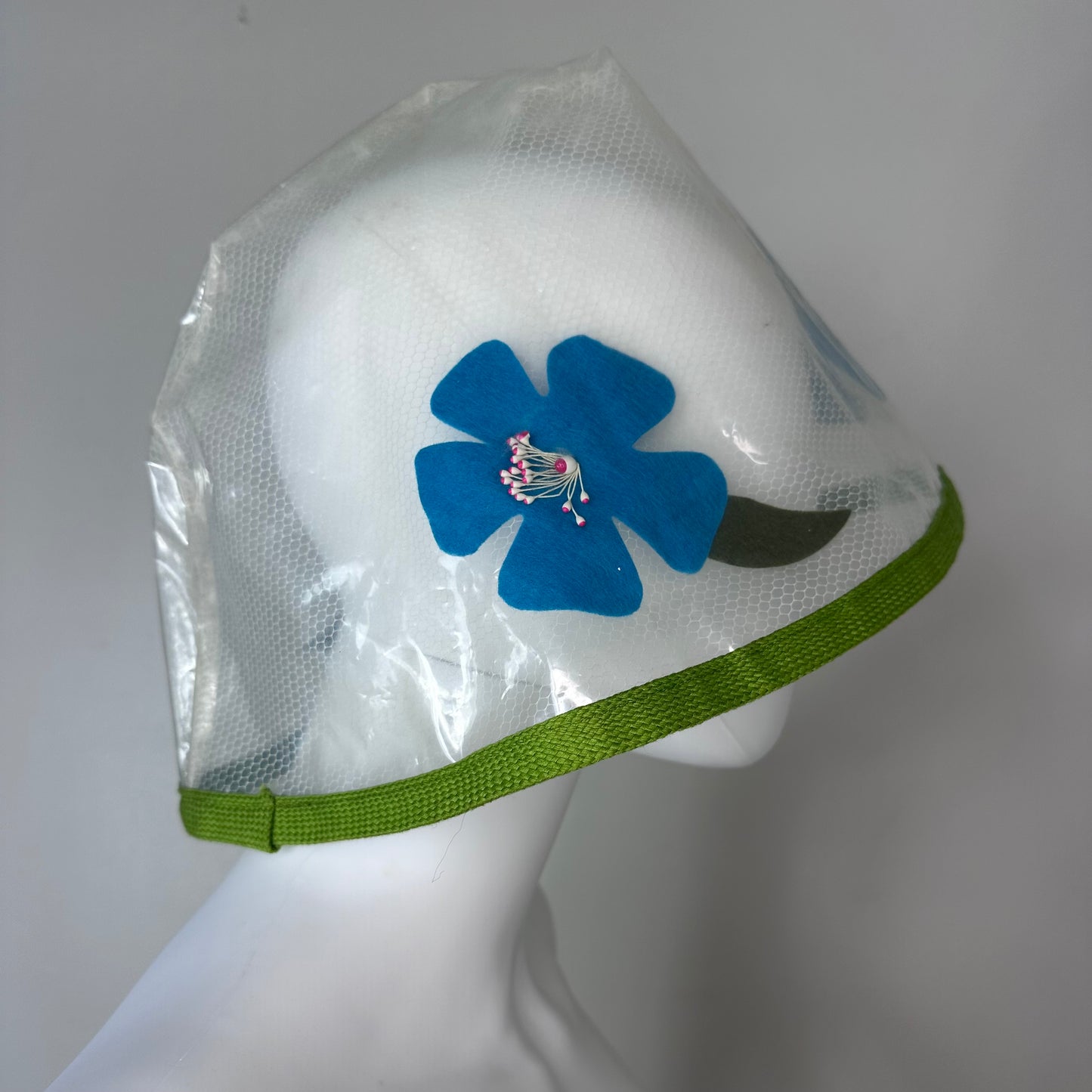 1960s Clear Rain Bucket Hat, Flower Power