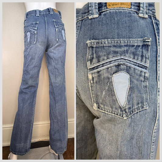 1970s Blue Jeans, High Rise, Straight Leg, Best Made Togs Size 0, 25"x33"