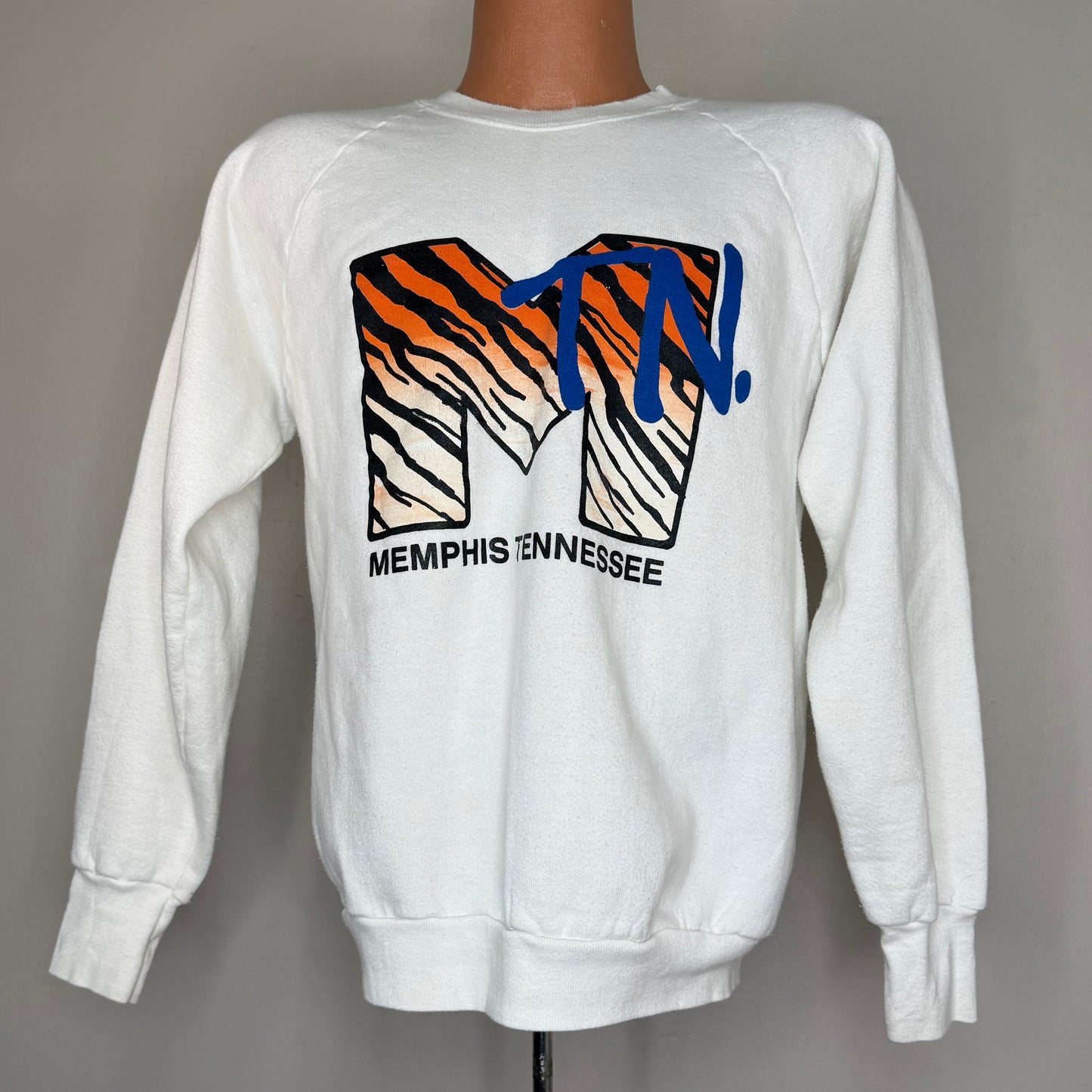 1980s/90s Memphis TN Sweatshirt, MTV Logo, Tiger Print, Size Medium