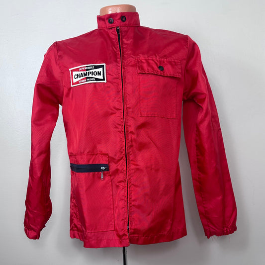 1960s/70s Red Racing Jacket, Champion Spark Plugs, Swingster Size Small