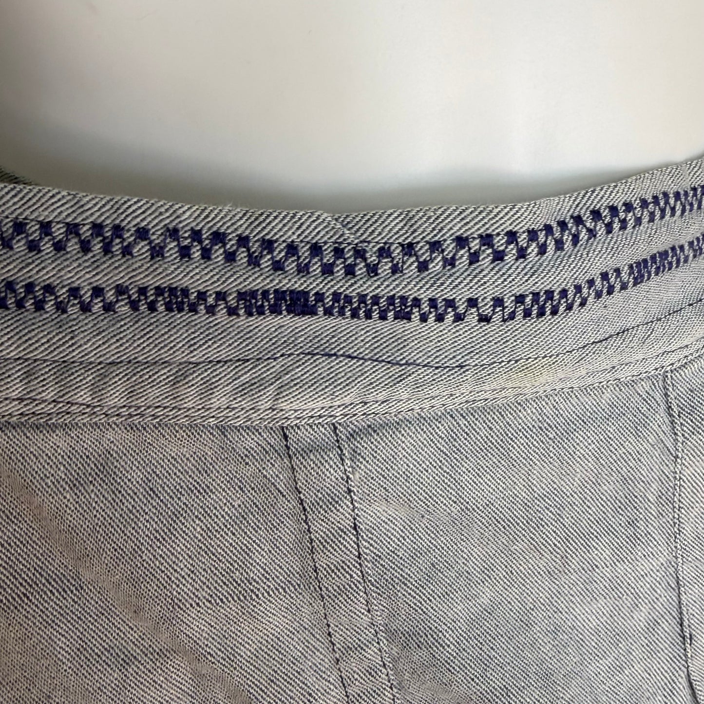 1940s Maternity Chambray Shorts, Handmade Size Medium