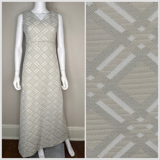 1970s Silver Plaid Maxi Dress, Bleeker Street Size Small