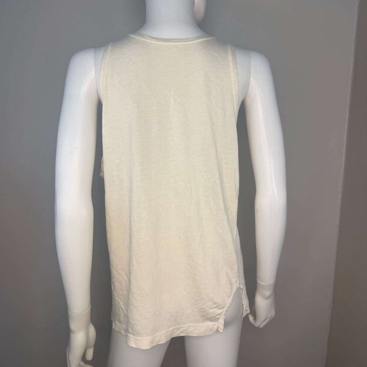 1950s/60s White Jersey Tank Top, Size Large, Applique P