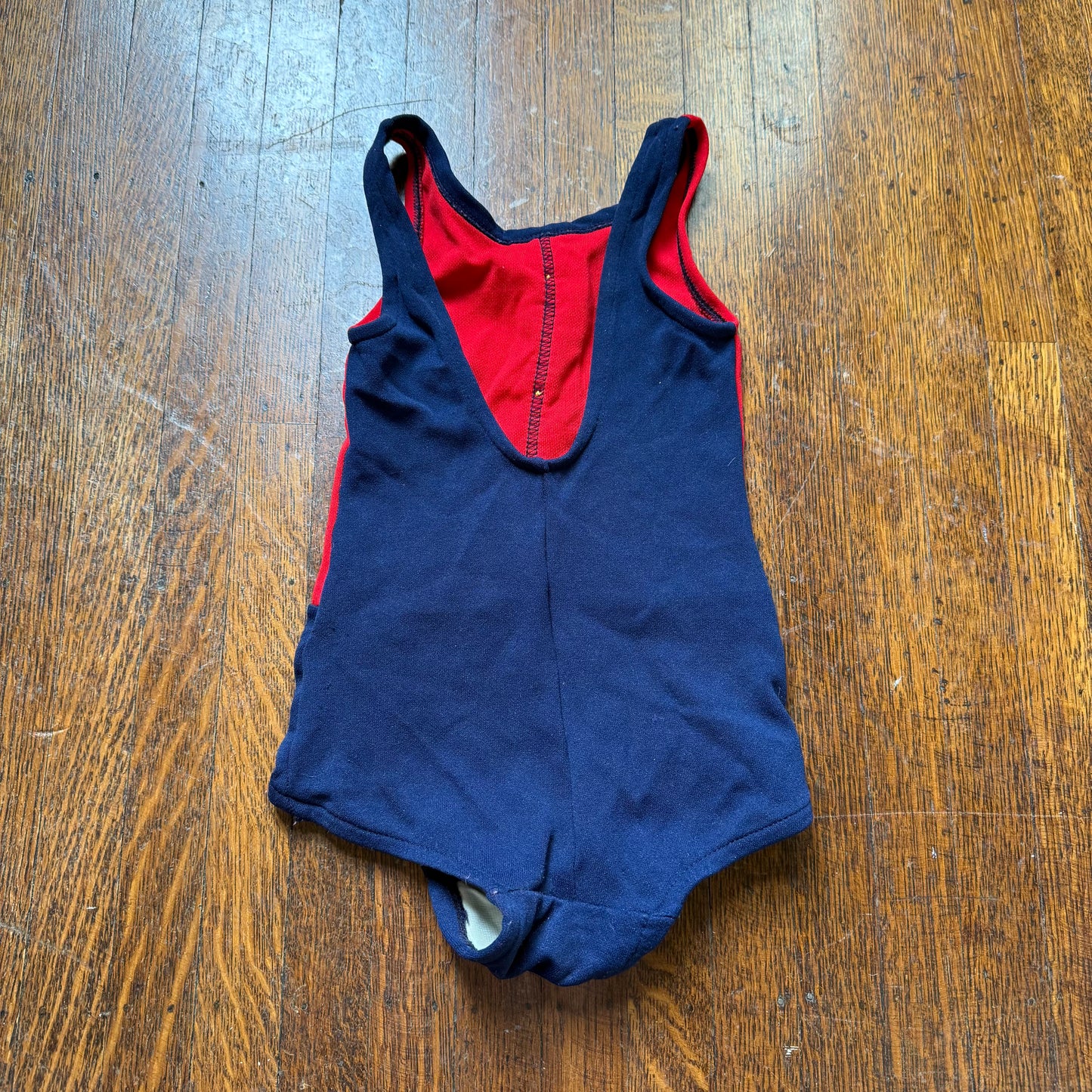 1960s Red White and Blue Girls’ Swimsuit, One Piece, Regal Knitwear Swimwear Size 6