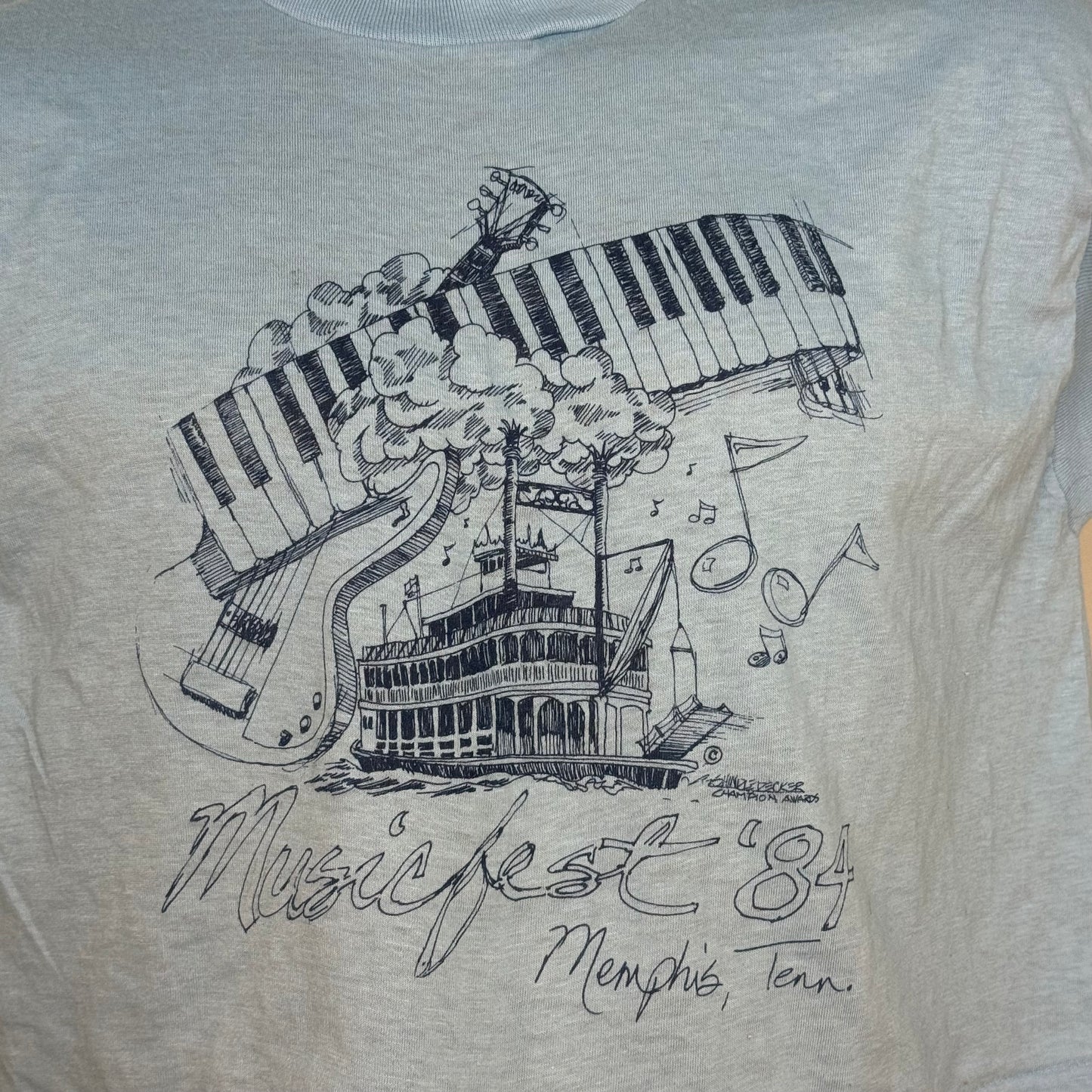 1980s Memphis Musicfest ‘84 Cropped Sleeveless T-Shirt, Memphis in May Beale Street Music Fest 1984, Screen Stars Size Large