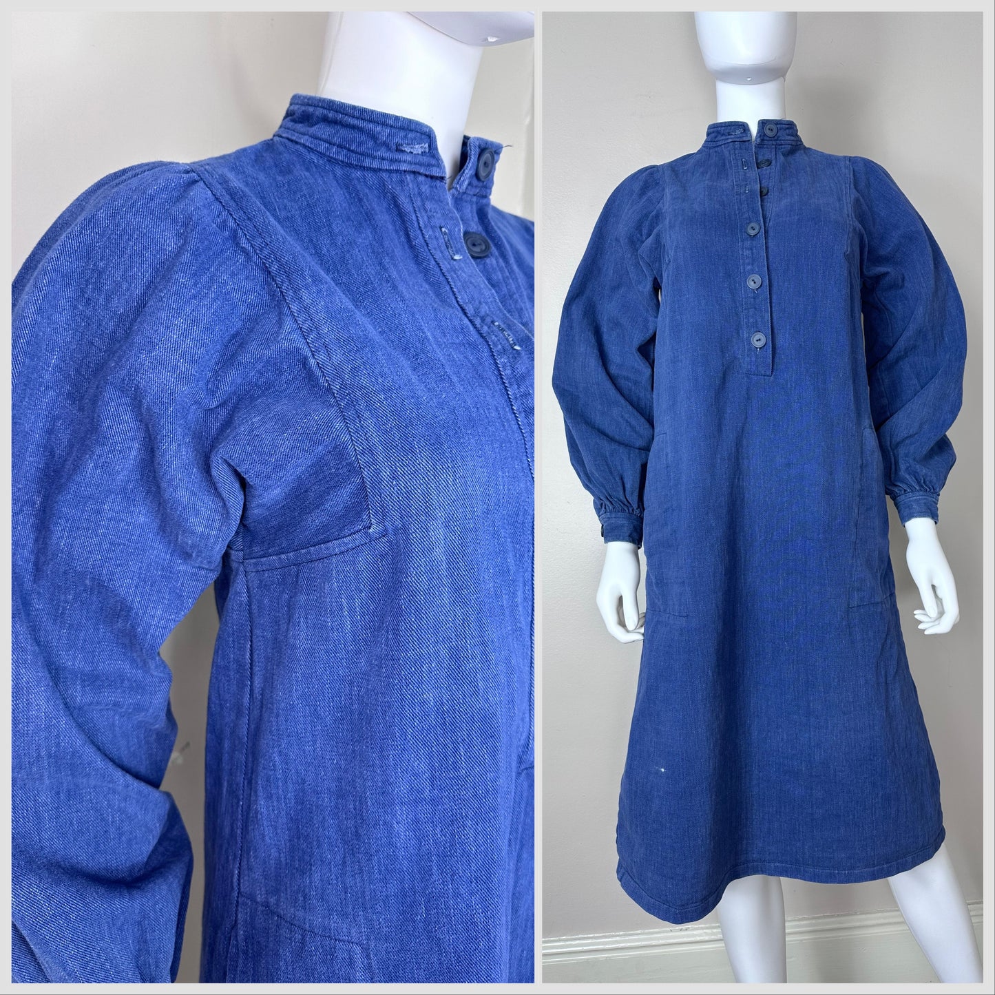 1970s Brushed Denim Dress, Evelyn de Jonge Size Small