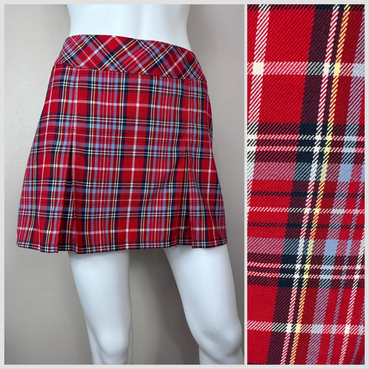 Y2K Red Plaid Mini Skirt, Abercrombie & Fitch Size Medium