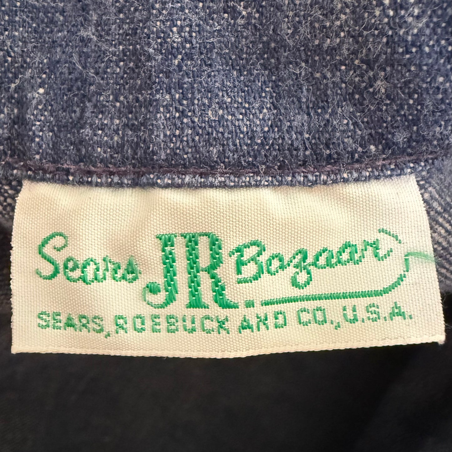 1970s Denim Zip Up Jumpsuit, Long Sleeve, Flare Leg, Sears Jr Bazaar XS/Small Tall