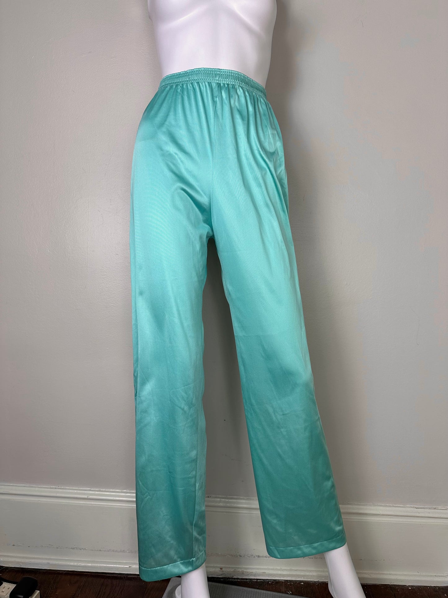 1970s Sea Green Nylon Pajama Set, Glisanda by Vanity Fair Size Small, Deadstock with Tags