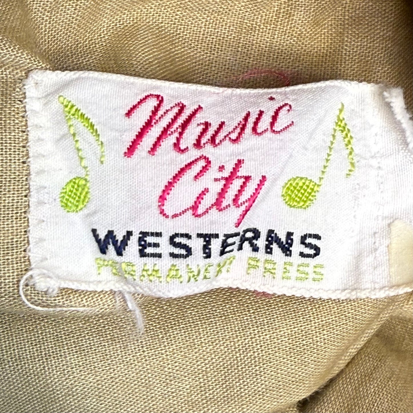 1970s Embroidered Western Shirt, Music City Westerns Size Medium, Pearl Snap, Steer Embroidery, Cowboy