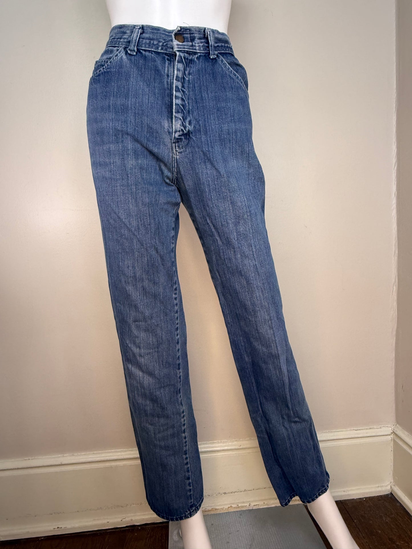 1970s/80s Blue Jeans, High Rise, Straight Leg, March One Size 0, 24.5"x31"