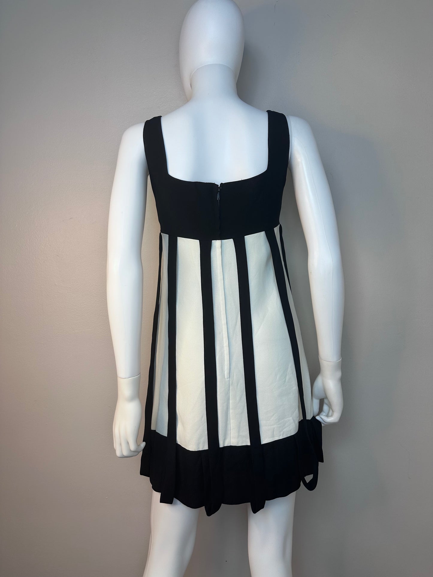 1960s Mod Cage Mini Dress, Size XS, Black and White, Car Wash, Go Go Dancer