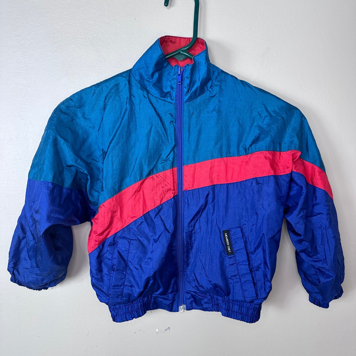 1980s Kids' Colorblock Nylon Windbreaker Jacket, Members Only Size 6