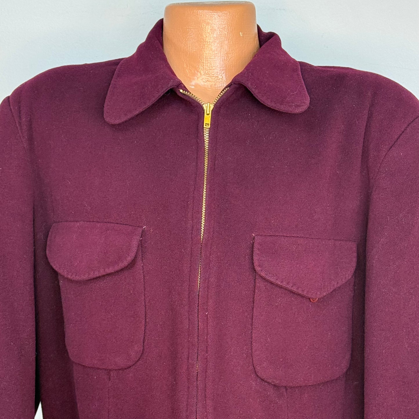 1940s/50s McGregor Windsor Jacket, Size 42, Burgundy, Zip up
